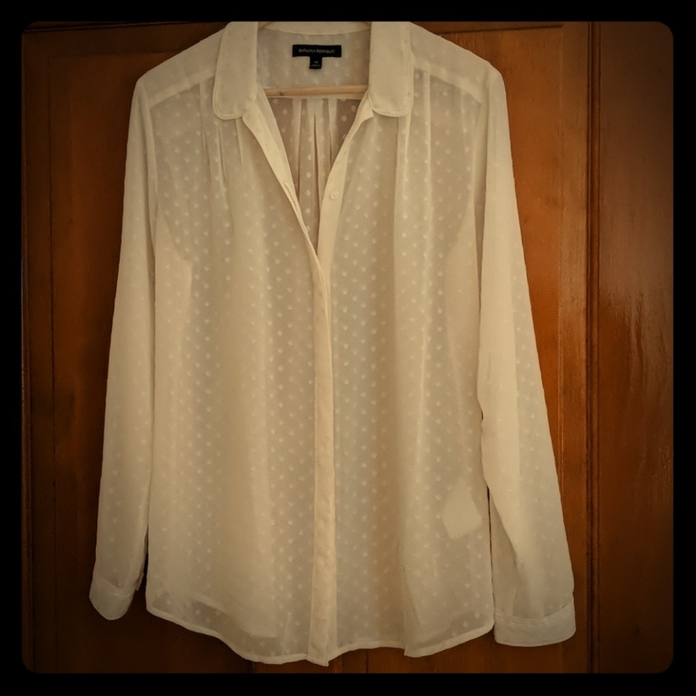 2/$15 Professional ivory button down work blouse M